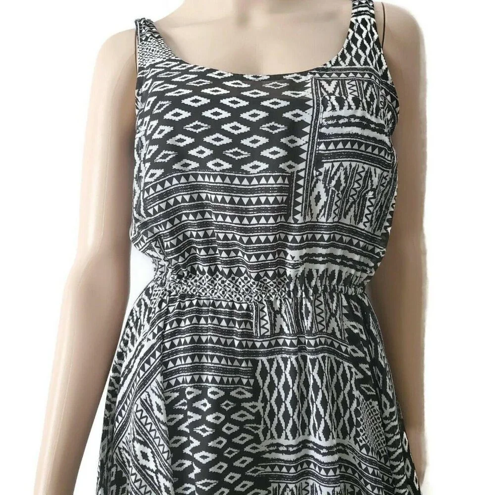 Fire Los Angeles Women’s Sleeveless Summer Dress Geometric Black White Sz Small - Picture 9 of 16
